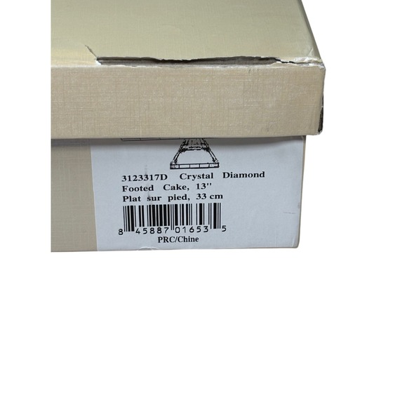 Oleg Cassini Crystal Yellow Diamond Footed Cake Stand Serving Platter 13" - Picture 11 of 11